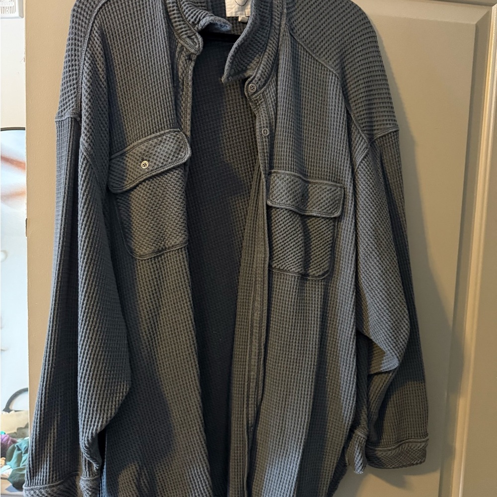 Aerie Grey Waffle Knit Top